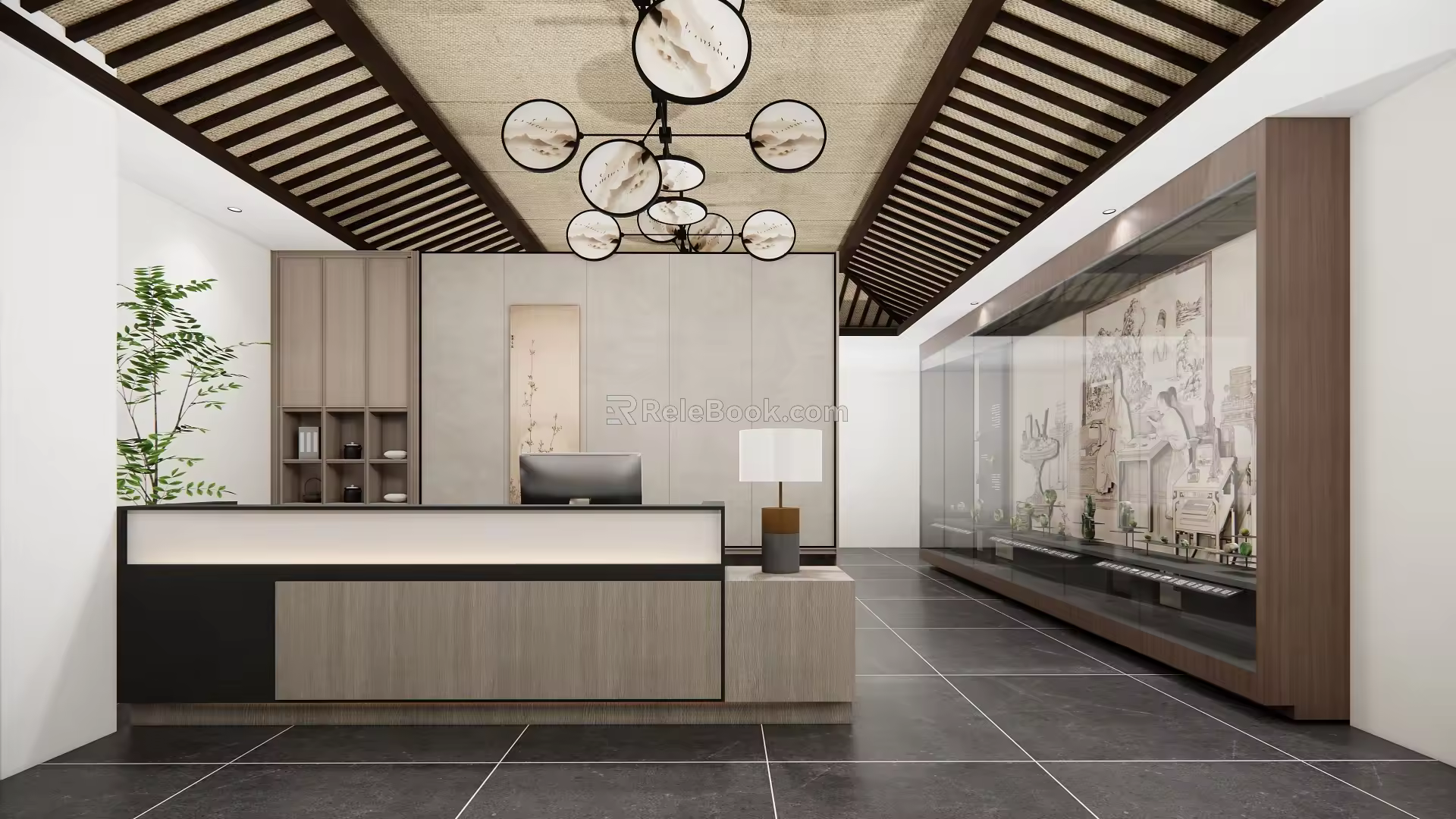 New Chinese Front Desk Front Desk Front Office Reception 3d model