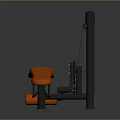 Seated Strength Training Fitness Machine With Orange Padded Seat Backrest And Black Metal Frame