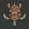 Vibrant Sea Turtle With Colorful Red Orange Shell Blue Head And Patterned Flippers 3d model