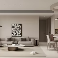 Modern Minimalist Living And Dining Room Interior Design With Soft Neutral Tone Cozy Home Furnishings