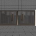 Modern Feature Wall With Black Metal Grille Gate White Pillars And Gray Wall