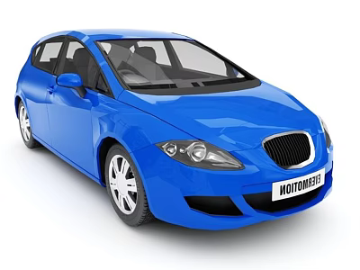 Blue Hatchback Car With Sleek Front Design Headlights And Alloy Wheels 3d model