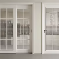 Sleek Modern White Double Doors With Grid Glass Panels For Interior Design 3d model