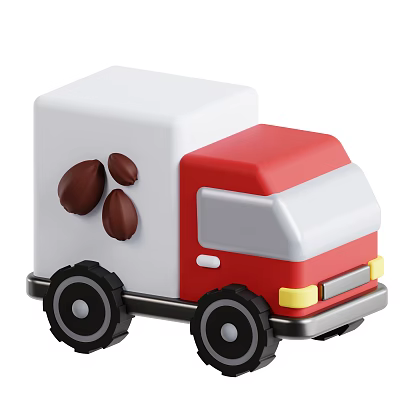 Red and White Toy Utility Truck with Coffee Beans on Body 3d model