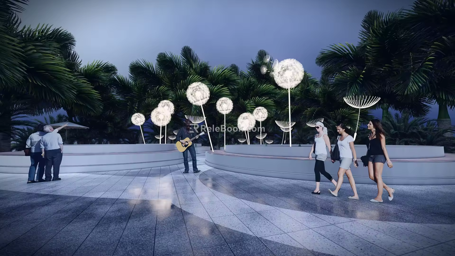 Modern Dandelion Theme Frame Dandelion Art Device Rest Seat Outdoor Gallery Frame Illuminating Gallery Frame Interactive Device Internet Celebrity Gallery Frame Environmental Design Art 3d model