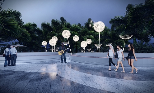 Modern Dandelion Theme Frame Dandelion Art Device Rest Seat Outdoor Gallery Frame Illuminating Gallery Frame Interactive Device Internet Celebrity Gallery Frame Environmental Design Art 3d model