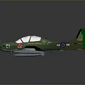 Detailed Green Aircraft Model with Propeller and Star Emblem in Aerospace Collection