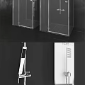 Modern Transparent Glass Shower Sauna Enclosure With Metal Fixtures And White Base