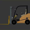Orange Industrial Forklift With Cab Safety Guard Front Forks And Wheels Design