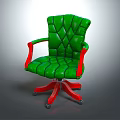 Green Diamond Stitched Office Chair With Red Armrests And Base