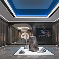 Elegant Modern Wine and Liquor Store Interior With Dark Wood Wine Racks And Decorative Stones