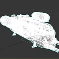 Sci Fi Spaceship Model With Metallic Exterior Dual Engines And Weapon Systems 3d model