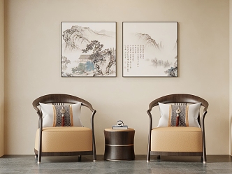 New Chinese Style Single Sofa Side Decorative Hanging Painting 3d model