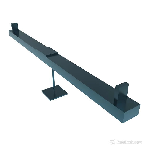 Black Metal Long Strip Support Bracket with Base Stand and End Blocks 3d model