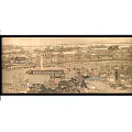 Traditional Chinese Scroll Painting With Ancient Architecture River And Trees