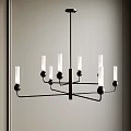 Elegant Modern Black Frame Chandelier With Multiple Arms And White Shades