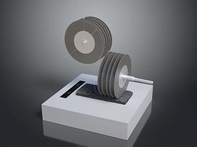 Professional Hardware Tools Stacked Grinding Wheels on Metal Shaft with Stable Base 3d model