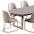Elegant Modern Dining Table Set With Gray Upholstered Chairs And Metal Legs