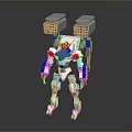 Blue Yellow And White Mecha Robot Game And Movie Character With Red Accents Square Back