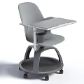 Gray Office Chair with Writing Table Cup Holder and Swivel Wheels