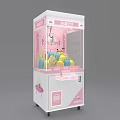 Pink Claw Machine with Yellow Stuffed Toys Transparent Front and Playful Design