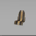 Modern Wooden Lounge Chair With Striped Design And Curved Comfortable Seat