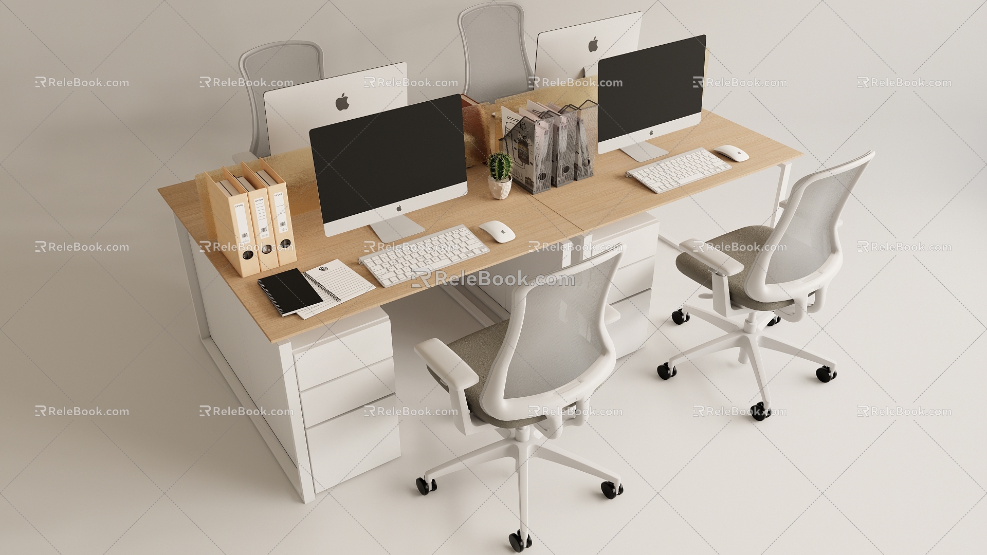 Simple office desk and chair combination 3d model