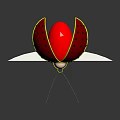 Stylish Red Hair Accessory With Black Dots Yellow Trim Pearl Decoration And White Wing Structure