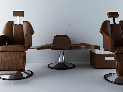 Brown Leather Recliner Lounge Chairs with Ergonomic Backrest and Metal Base Design 3d model