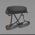 Ergonomic Support Equipment With Circular Mesh Top Black Orange Accents Straps And Support Legs
