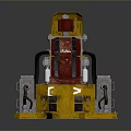 Modern Public Chair With Yellow Base Red Seat And Mechanical Metal Structure Design