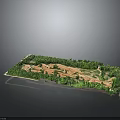 Aerial View Of Natural Landscape With Winding Path And Green Vegetation