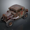 Rusty Old Modified Vintage Car With Exposed Engine Parts And Rusted Body