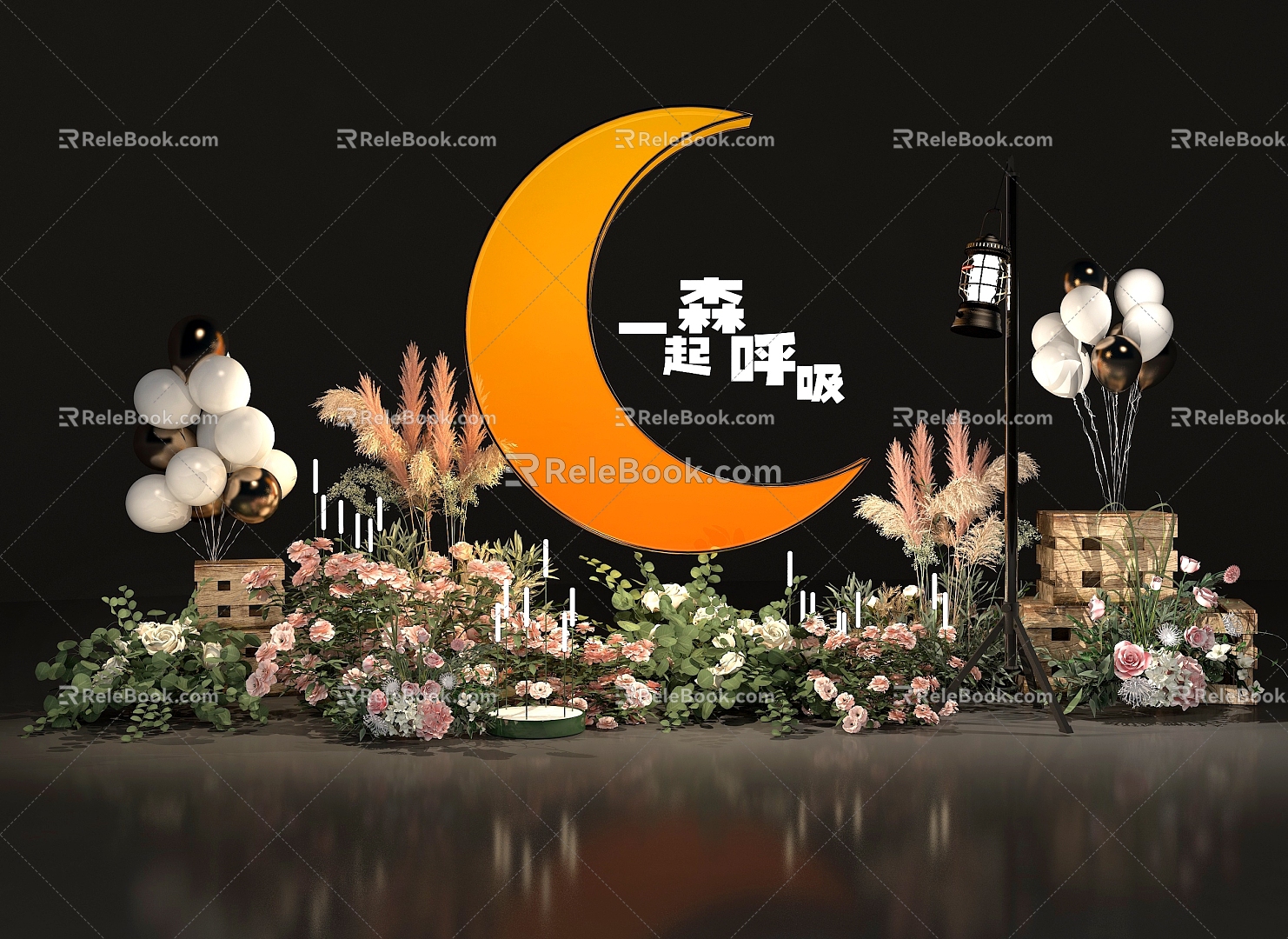 Modern Moon Beauty Plant Balloon Camping Atmosphere Flowers 3d model