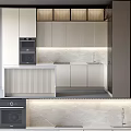 Modern Kitchen With Sleek Cabinets Marble Backsplash And Integrated Appliances 3d model