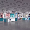 Modern Shopping Mall Store With Bright Lighting Open Layout And Branded Counters 3d model