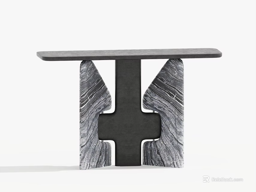 Modern Geometric Base Console Table With Textured Panel For Entryway And Living Room 3d model