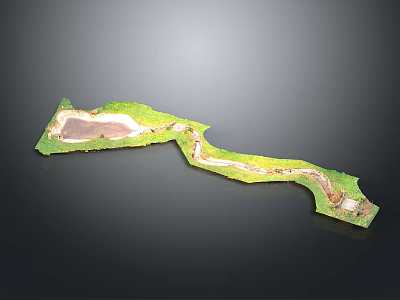 Garden Landscape 3D Model Featuring Green Areas Water Body And Winding Paths 3d model