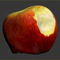 Red and Yellow Bitten Apple on Gray Background with Visible Reflection 3d model