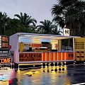 Modern Container Building Retail Store With Palm Trees And Welcome Sign Outdoor