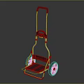 Hand Truck With Black Handle Silver Frame Platform And Wheels 3d model