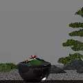 Japanese Karesansui Garden Design With Stone Basin Pink Lotus Pine Tree And Gray Stones