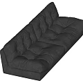 Gray Velvet Tufted Modern Large Sofa With Plush Cushioned Backrest And Seats