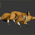 Modern Low Poly Orange Fox Sculpture With Geometric Design And Artistic Details