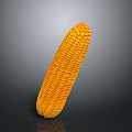 Yellow Corn Shaped Sculpture Carving With Granular Texture And Reflection On Grey Background 3d model