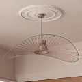 Modern Radiant Wireframe Chandelier With Circular Ceiling Medallion In Neutral Interior Space