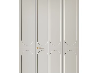 Modern Hinged Door Design With Smooth Panel And Brass Handle Detail 3d model