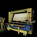 Industrial Workbench Equipment With Yellow Blue Frame Control Panel And Material Storage Rack