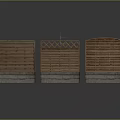 Wooden Garden Fences With Different Designs And Stone Bases For Outdoor Decoration