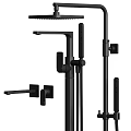 Black Modern Shower System with Rainfall Head Handheld Sprayer and Adjustable Faucet 3d model